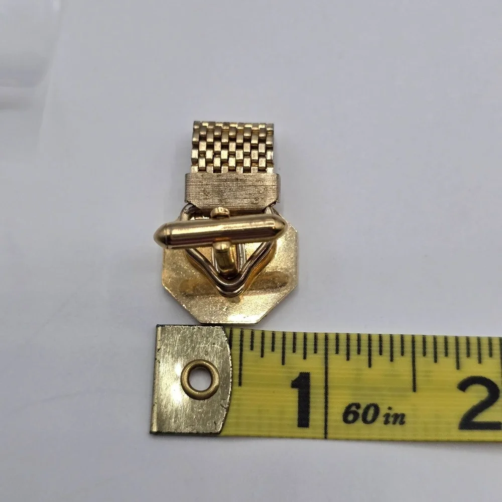 Gold Tone Octagon Letter A Cufflinks‎ Mesh Band Chain Link Formal Wear Monogram